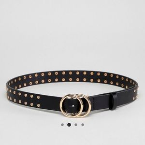 black round double circle studded belt